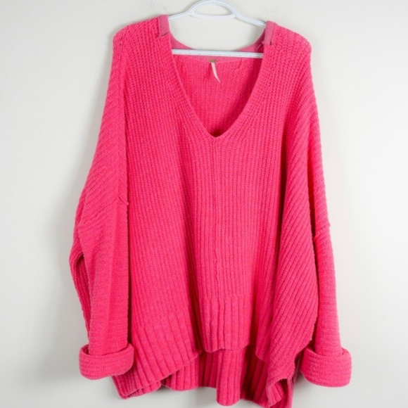 Free People | Sweaters | Free People Hot Pink Sweater | Poshmark